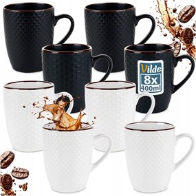 8 db-os kávés bögre szett gyógynövényes bögrék Fekete Fehér bögre