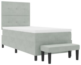 Boxspring ágy matraccal és paddal világosszürke 80x200 cm velúr