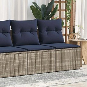 2 részes szürke polyrattan akácfa kerti ülőgarnitúra párnákkal