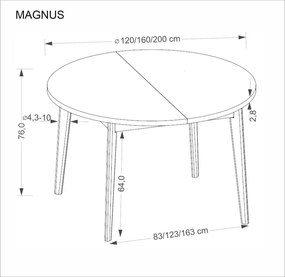 Magnus bővíthető étkezőasztal natúr tölgy 120-200cm