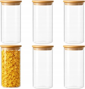 6X Tartály üveg tároló 1500ml tészta liszt élelmiszer kávé kása 20cm