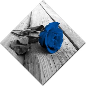 Vászonkép 42x42 Kék rózsa a deszkákon