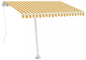 sárga-fehér kézzel kihúzható póznás napellenző 300 x 250 cm