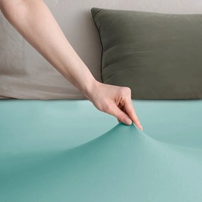 Türkiz gumis jersey lepedő 90x200 cm Amber – Restilo