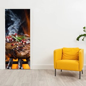 Fotótapéta ajtóra - Steak a grillen (95x205cm)