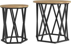 vidaXL Dohányzóasztal 2 pcs Artisan tölgy Műszaki fa és acél