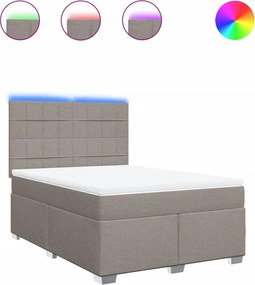vidaXL tópszínű szövet rugós ágy matraccal 140 x 190 cm
