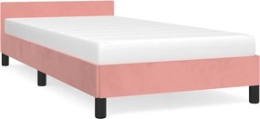 vidaXL rózsaszín bársony ágykeret fejtámlával matrac nélkül 90x200 cm