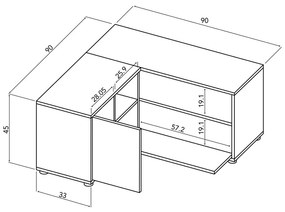 Fehér-natúr színű TV-állvány tölgyfa dekorral 90x45 cm Angle – TemaHome