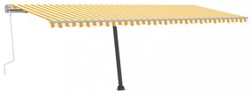sárga-fehér kézzel kihúzható póznás napellenző 600 x 300 cm
