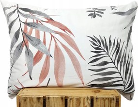 Párnahuzat szatén Prémium 100% pamut pálma egzotikus szürke korall 50x60