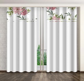 Elegáns fehér függöny rózsaszín pünkösdi rózsaszínű függönyökkel Szélesség: 160 cm | Hossz: 270 cm