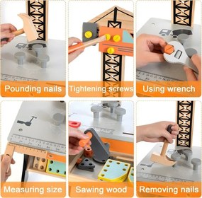 ECOTOYS Fa műhely gyerekeknek - szerszámos asztal