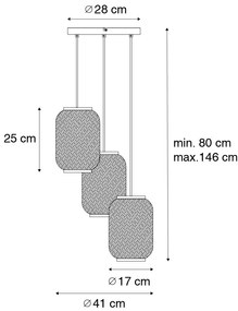 Keleti függőlámpa bambuszból 3-lámpás - Yvonne