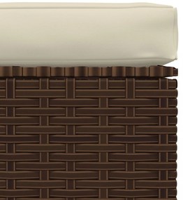 barna polyrattan kerti lábtartó párnával 70 x 70 x 30 cm