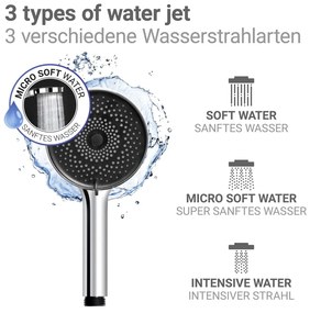 Ezüstszínű rozsdamentes acél zuhanyszett kézi tussal-tolható tartóval 70 cm Softwater – Wenko