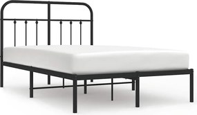 vidaXL fekete fém ágykeret fejtámlával 120 x 200 cm