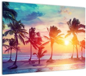 Kép - trópusi naplemente (üvegen) (70x50 cm)