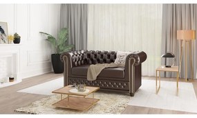 Sötétbarna bőrutánzat kanapé 148 cm York – Ropez