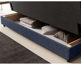 Kék zsenília kinyitható-tárolóhelyes kanapé 197 cm Clareta – ELTAP