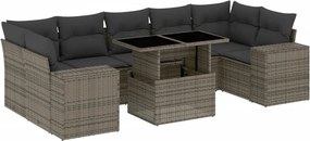 vidaXL 8 részes szürke polyrattan kerti ülőgarnitúra párnákkal