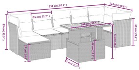 8 részes bézs polyrattan kerti ülőgarnitúra párnával