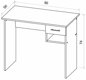 Íróasztal tölgy artisan dekorációs lappal B-011