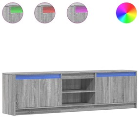 szürke sonoma színű szerelt fa LED-es TV-szekrény 180x34x50 cm