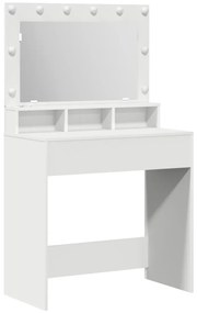 Sminkasztal LED Fényekkel, Fehér - 79x41x135 cm