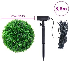 2 db zöld mesterséges boxwood gömbök LED fényekkel 47 cm