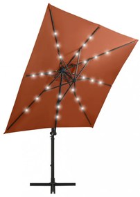 terrakotta konzolos napernyő rúddal és LED-fényekkel 250 cm
