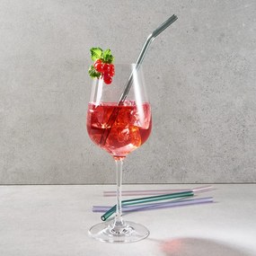 LONG DRINK üveg szívószál tisztító kefével, többszínű 5 db / szett