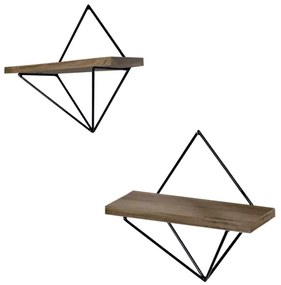 KÉSZLET 2x Fali polc fenyő barna