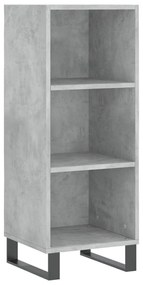 betonszürke szerelt fa tálalószekrény 34,5 x 32,5 x 90 cm