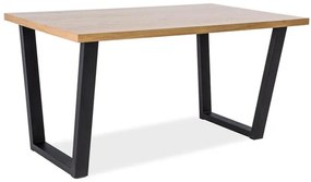 Étkezőasztal, fekete/tölgy, VALENTINO 150x90