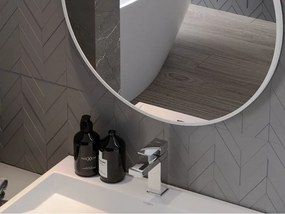 Mexen Loft 50 cm-es kerek fürdőszobai tükör, fehér keret - 9850-050-050-000-20