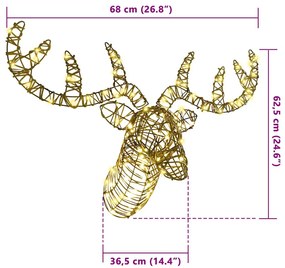 Rénszarvas húzta szán 140 LED-del Meleg fehér 60 cm Rattan