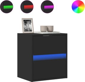 vidaXL fekete fali TV-szekrény LED-világítással 41x31x45 cm