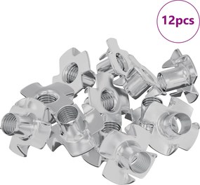 vidaXL Pronged T-anyás 12 pcs Ezüst M6 mm Acél