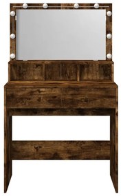 füstös tölgy színű fésülködőasztal LED-del 80 x 41 x 134,5 cm