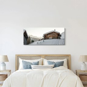 Kép - hegyi kunyhó a hóban (120x50 cm)