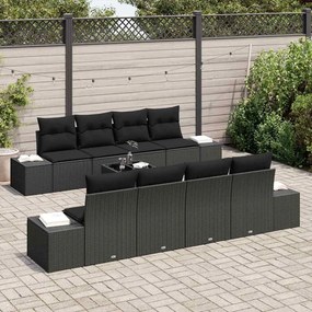Kerti Kanapé Szett párnával 7 pcs Fekete 294 x 62 x 69 cm