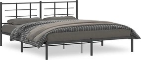 vidaXL fekete fém ágykeret fejtámlával 183 x 213 cm