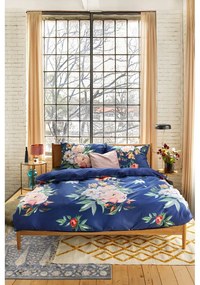 Floret sötétkék kétszemélyes pamutszatén ágyneműhuzat, 200 x 220 cm - Bonami Selection