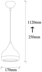 Csillár zsinóron YILDO 1xE27/40W/230V fehér/fekete