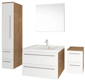 Mereo Mereo, Bino, fürdőszoba szekrény 121 cm, fehér-tölgy arlington, MER-CN673S