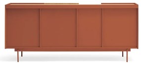 Téglavörös-natúr színű alacsony komód tölgyfa dekorral 180x78 cm Otto – Teulat