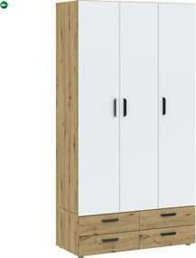 BASIC Gardróbszekrény Tölgy/Fehér Színben 110 cm 3D4S