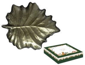 Juharfalevél alakú üveg tányér 21x18 cm díszdobozban Forest Dream