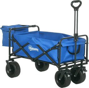 Outsunny Kerti Kocsi Levehető Hűtőtáskával, Tengerparti Összecsukható Kocsi Állítható Hosszúsággal és Szögű Fogantyúval, Szállítótáskával, 100 kg Tehe